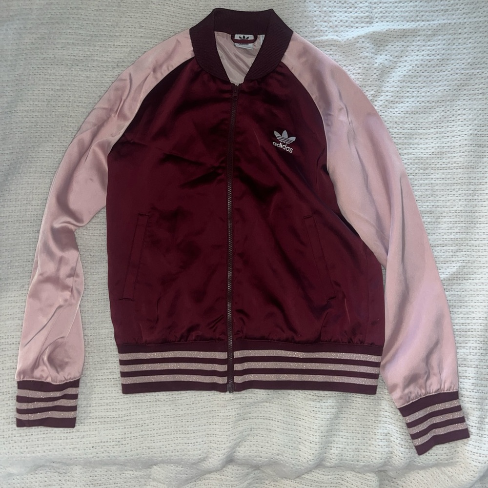Adidas Maroon and Light Pink Track Jacket